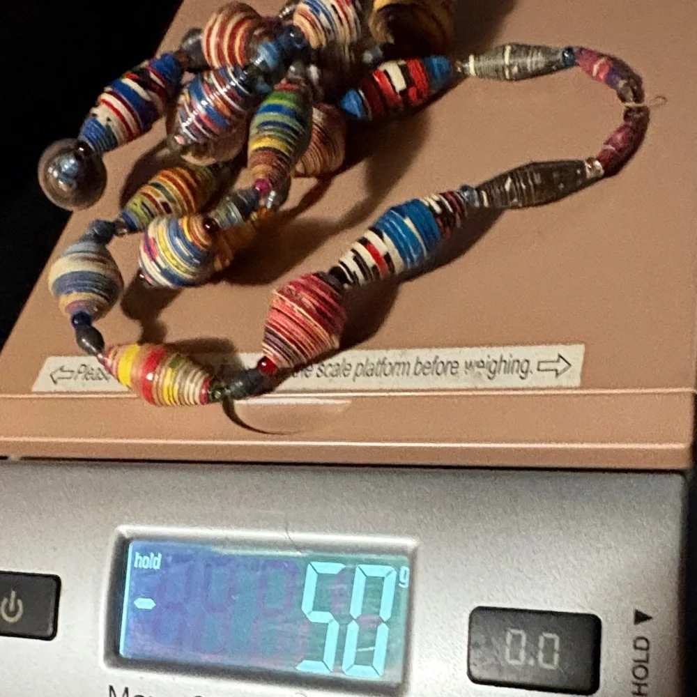 VINTAGE UGANDA HANDMADE RECYCLED PAPER BEADED MULTICOLOR 36